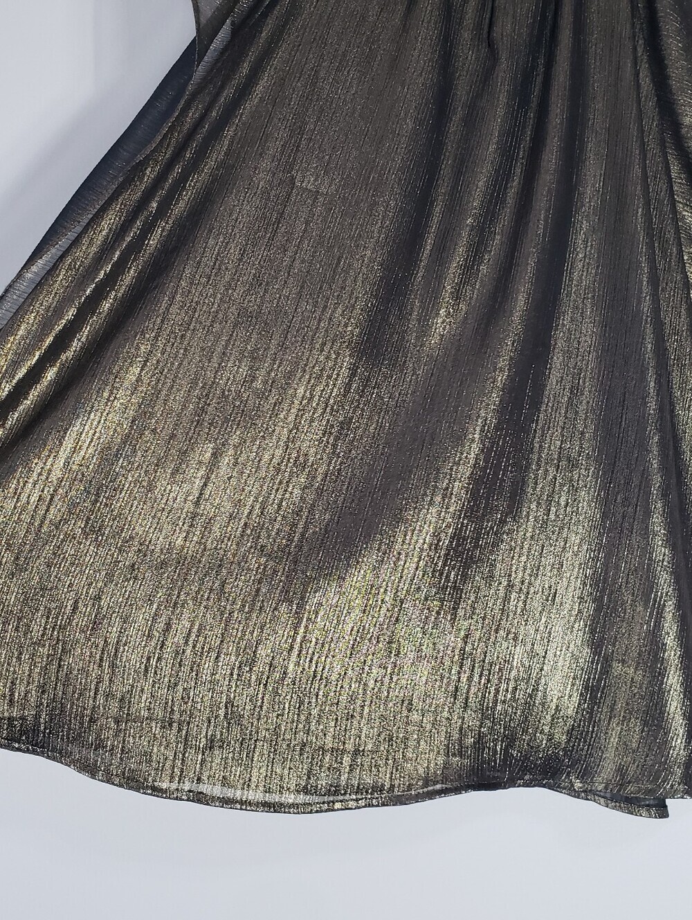 LOFT NWOT Metallic Gold Ruffle Sleeve Blouse XL Wedding Guest New Year's Eve - Picture 7 of 11